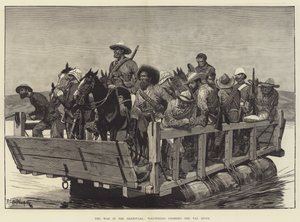 De oorlog in de Transvaal, vrijwilligers steken de Val-rivier over